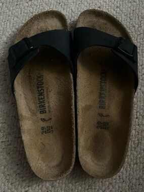 Birkenstock Black Single Strap Madrid Slide Sandals